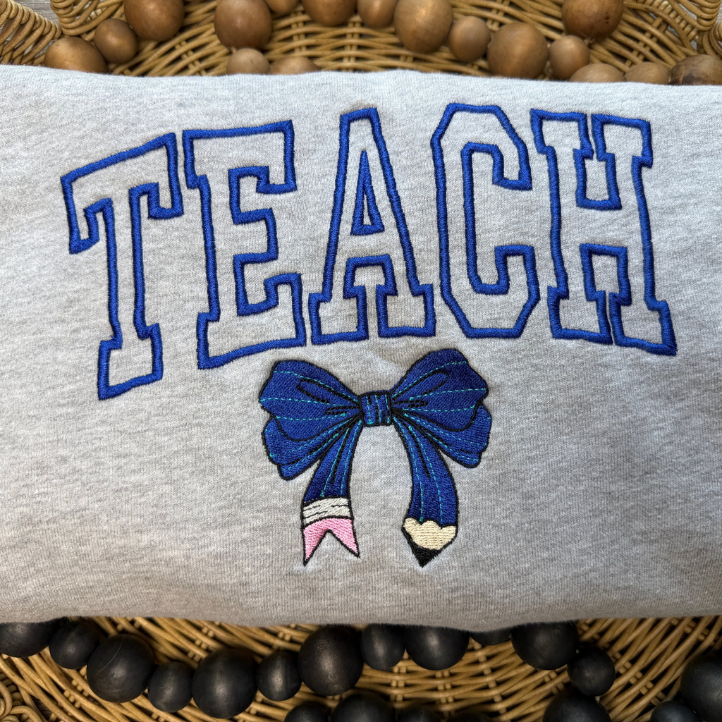 Teacher Pencil Bow Sweatshirt