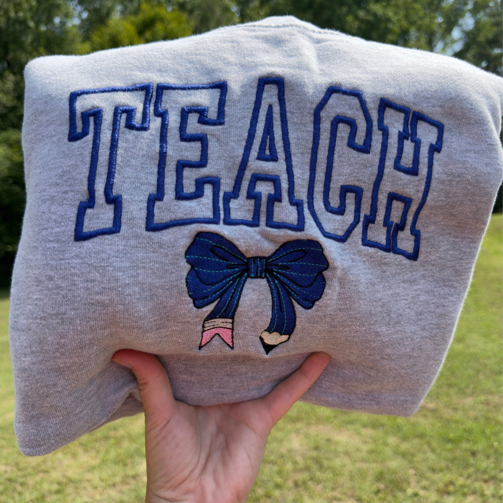 Teacher Pencil Bow Sweatshirt