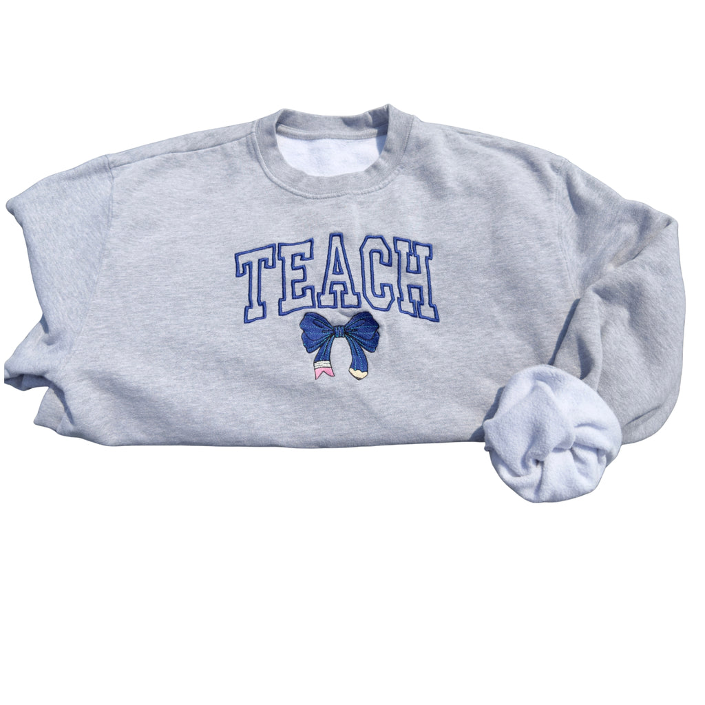 Teacher Pencil Bow Sweatshirt