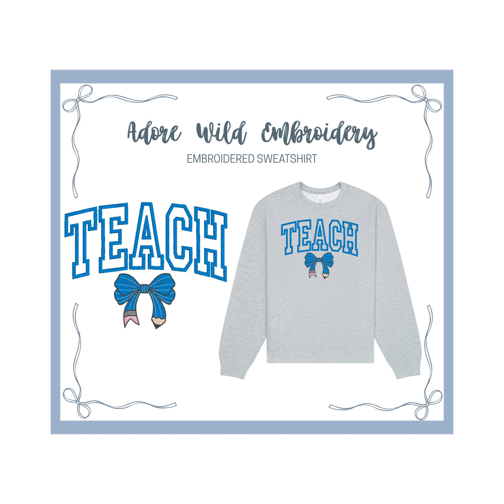 Teacher Pencil Bow Sweatshirt